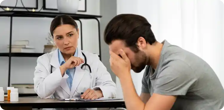 Patient taking consultation of TMS Treatment for Depression